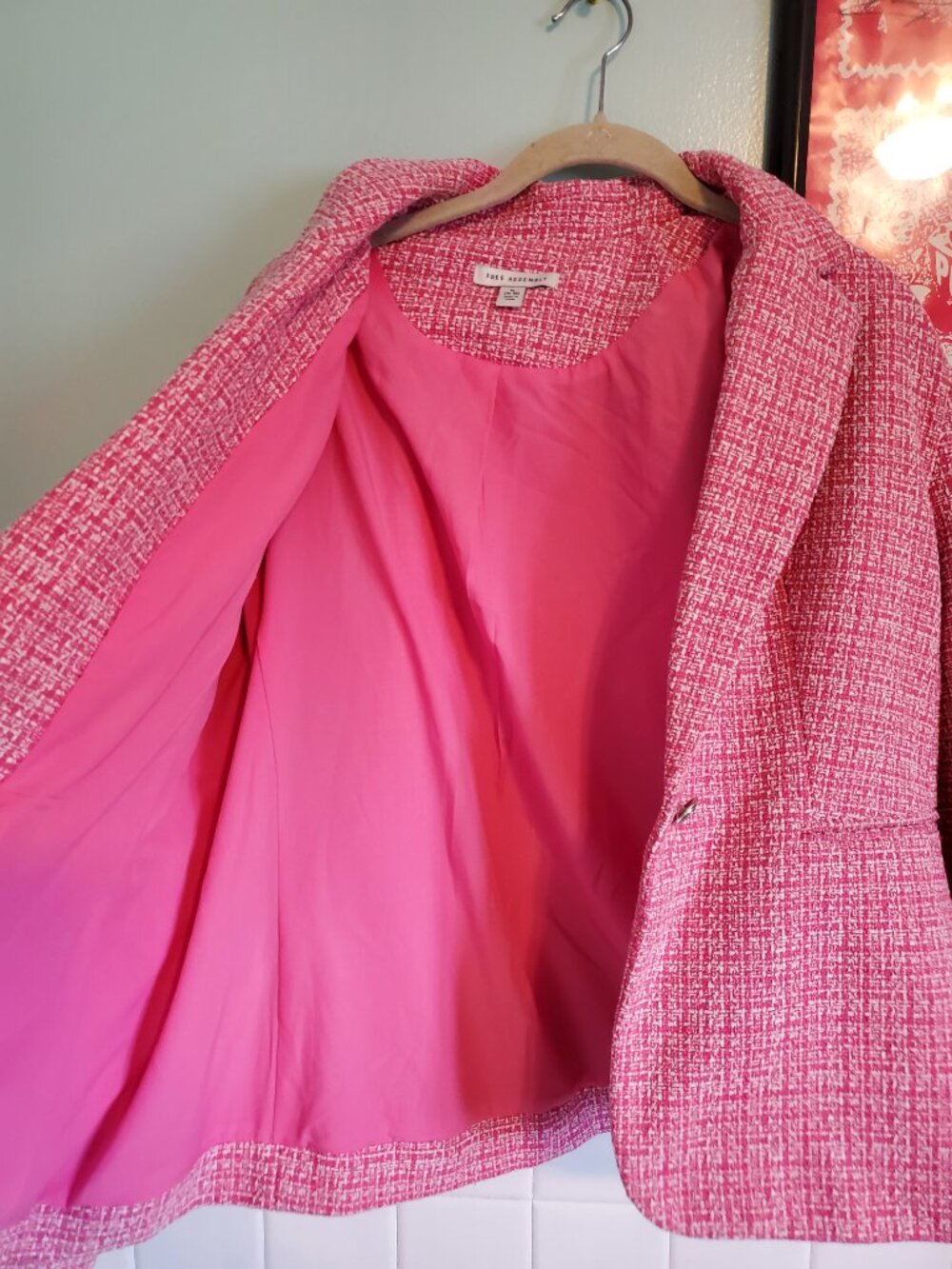 Pink Tweed Single-Button Blazer - Picture 8 of 8